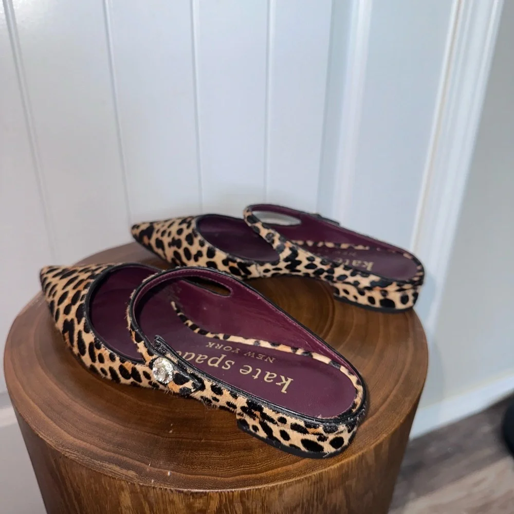 Kate Spade Meg Calf Hair Leopard Print Flats - Picture 2 of 9